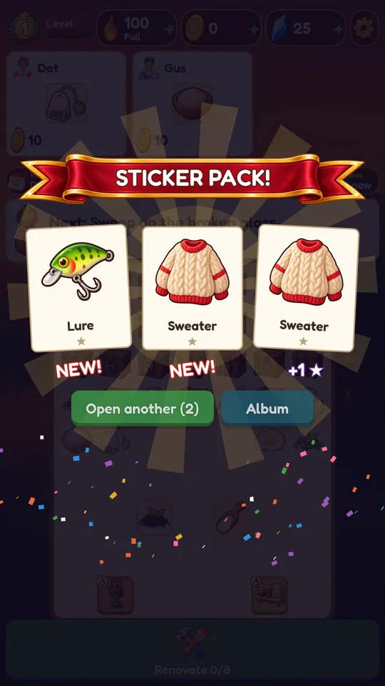 Opening a sticker pack